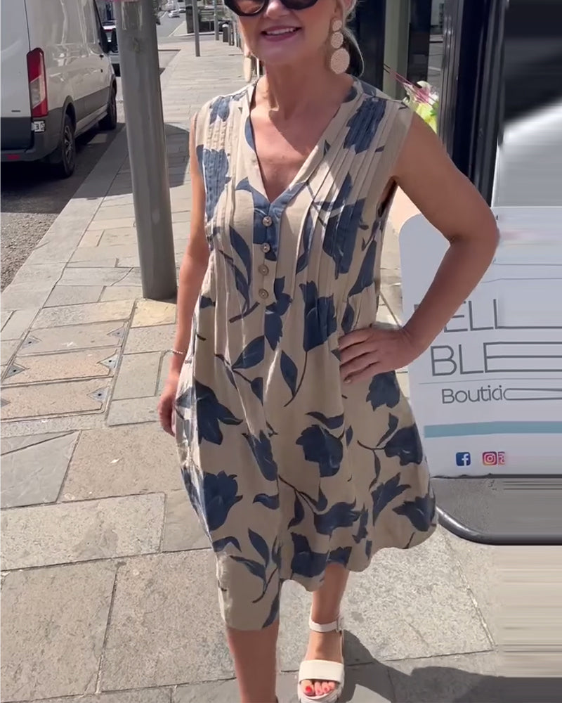 Kjole V-Hals Ærmeløs Trykt