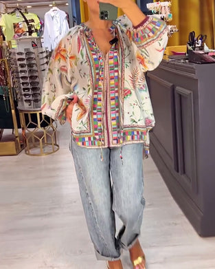 Bluse Sexet V-hals Modeprint