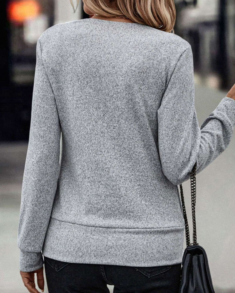 Patchwork langærmet top med plaidprint