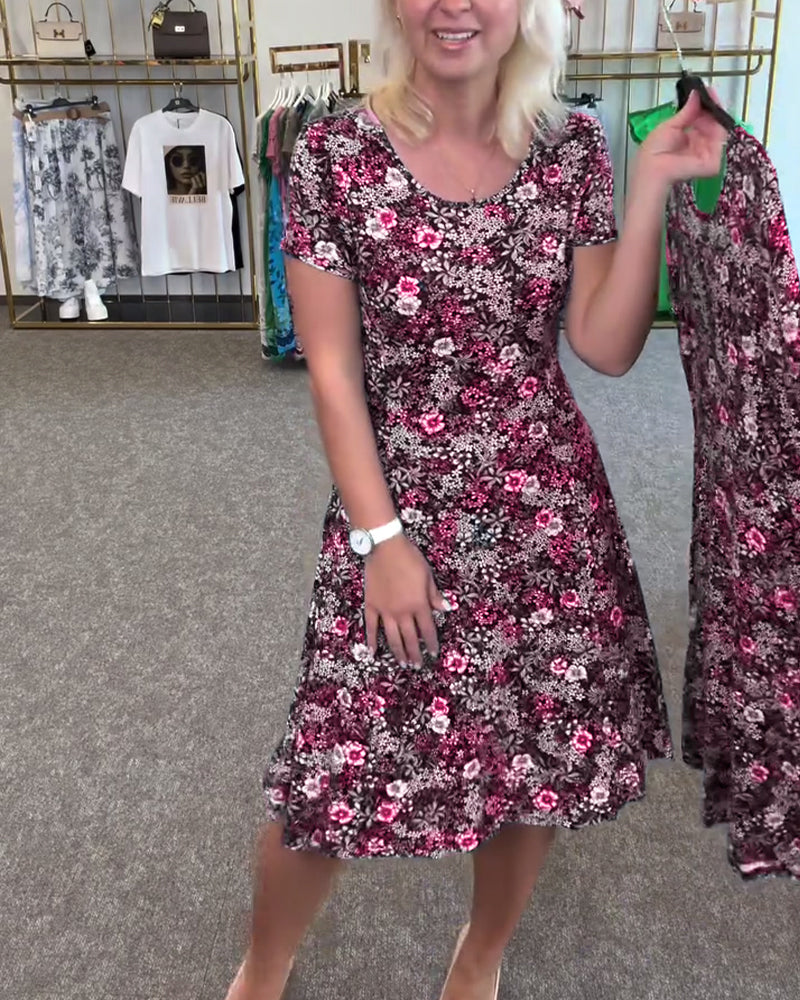 Kjole Stilfuld Slank Talje Trykt