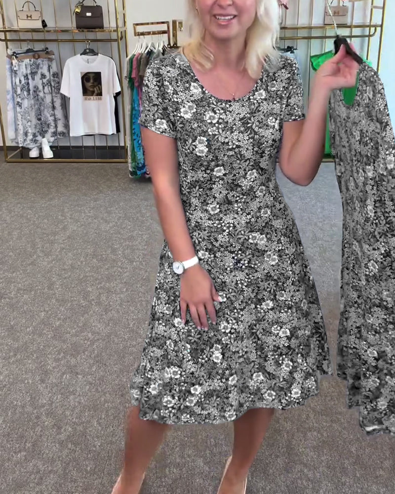 Kjole Stilfuld Slank Talje Trykt