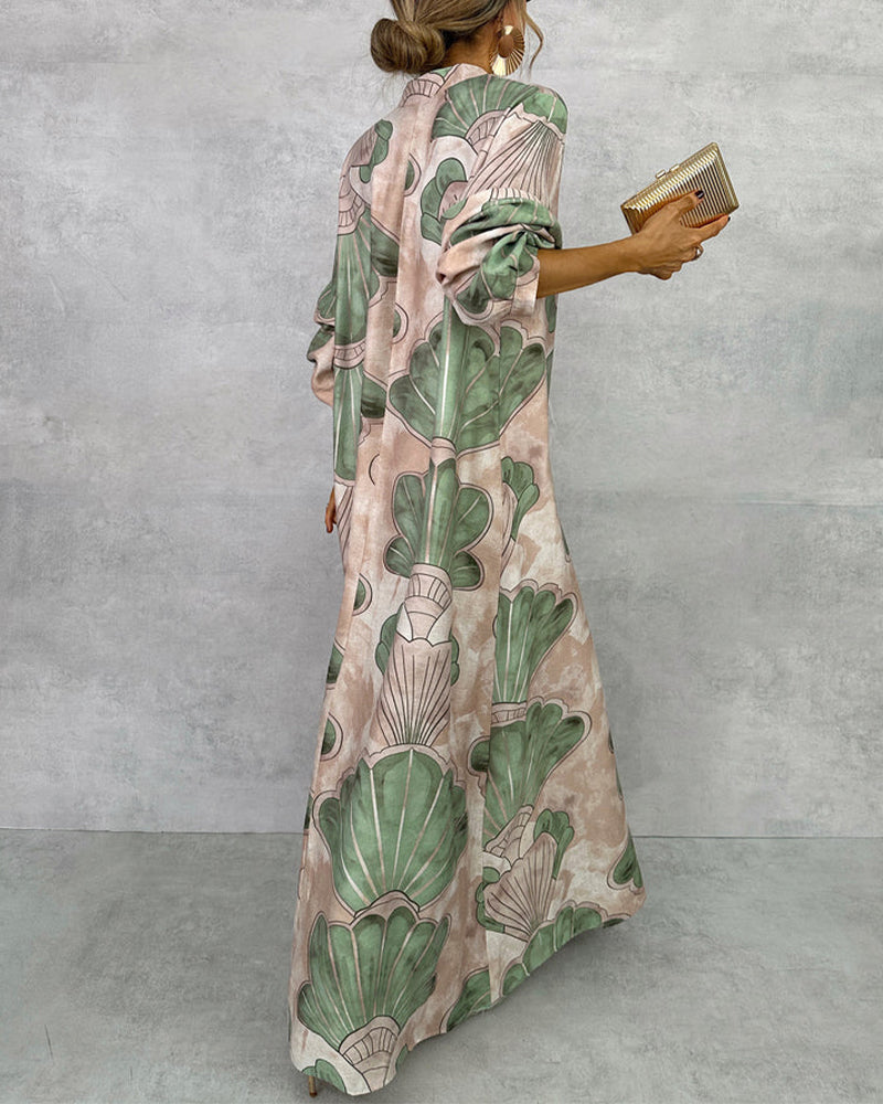 Kjole Med Elegant Stil Og Bladprint