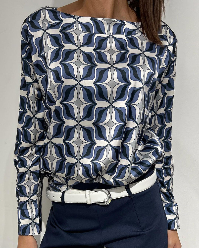 Langærmet top med print