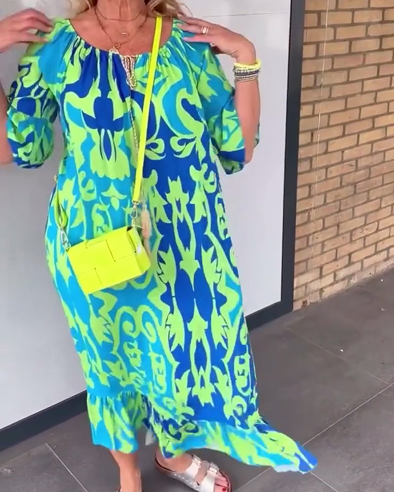 Kjole Klokkeærme Ferietryk