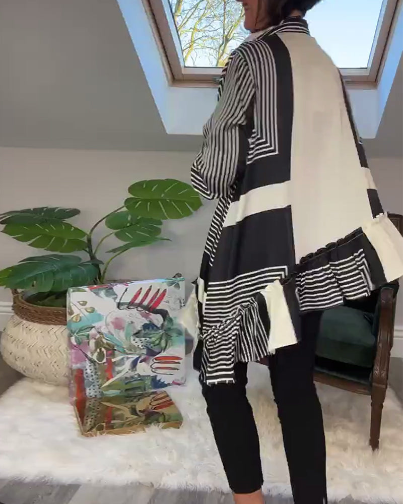 Patchworkskjorte i uregelmæssig stil