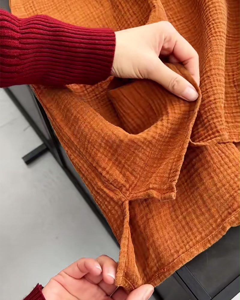 Kjole Langærmet Ensfarvet Enkel Krave