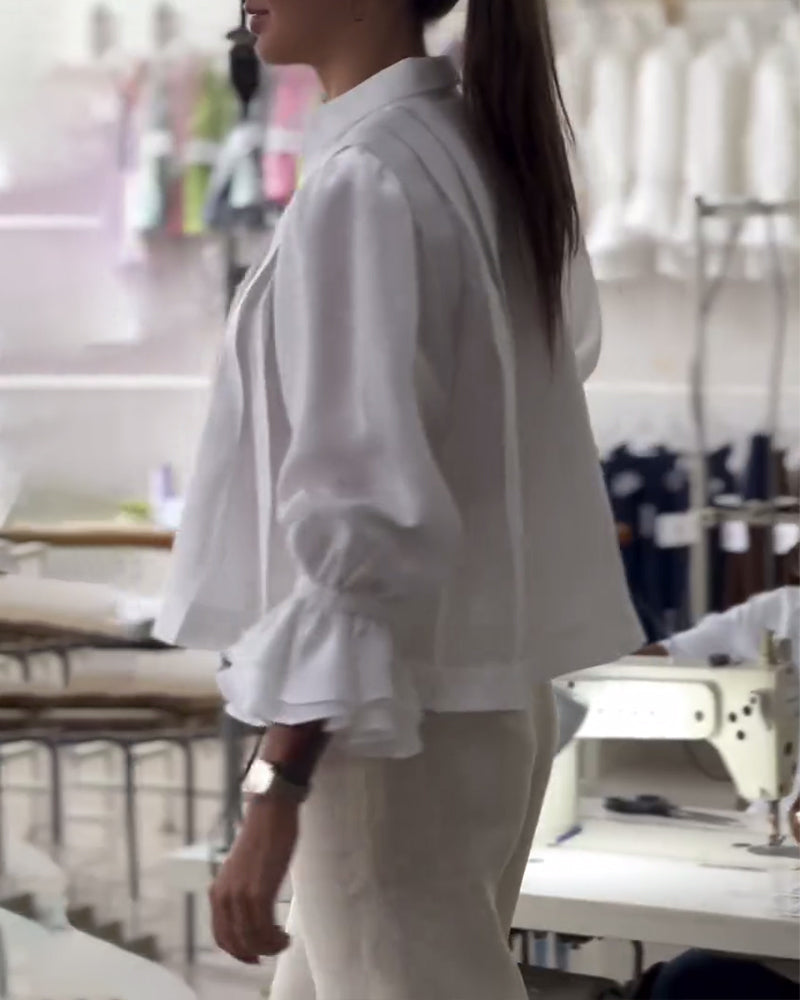 Bluse Puffærme Ruffle