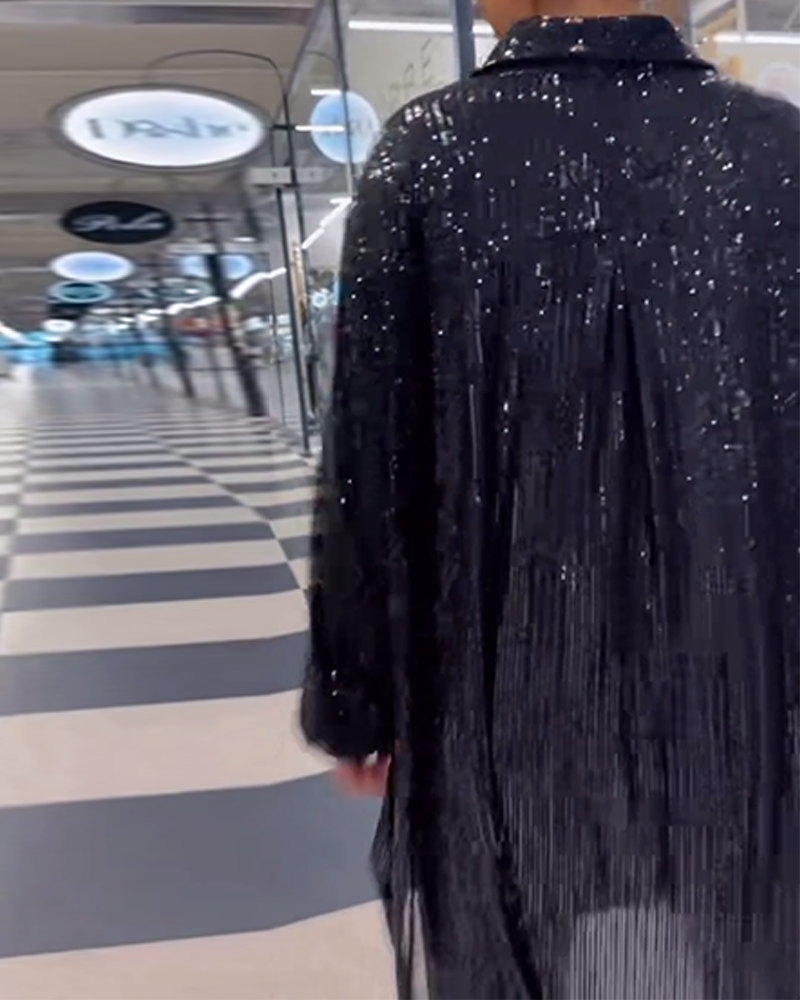 Casual skjorte med pailletter