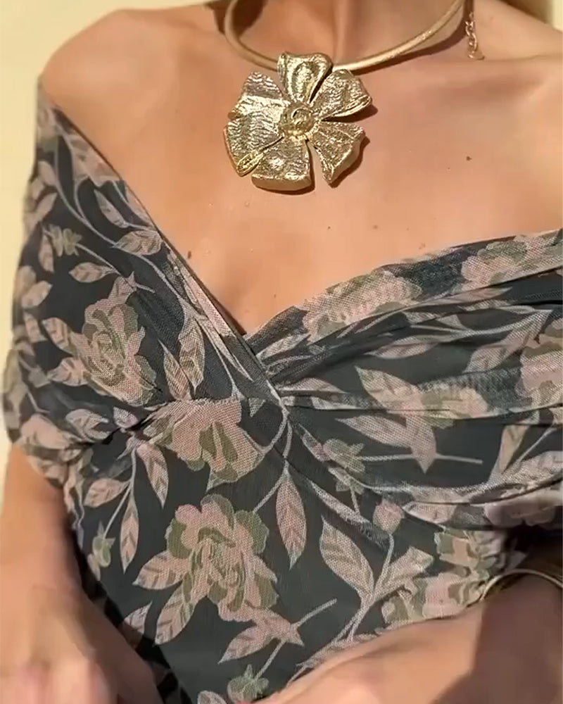 Kjole V-Udskæring Off-Shoulder Moderne