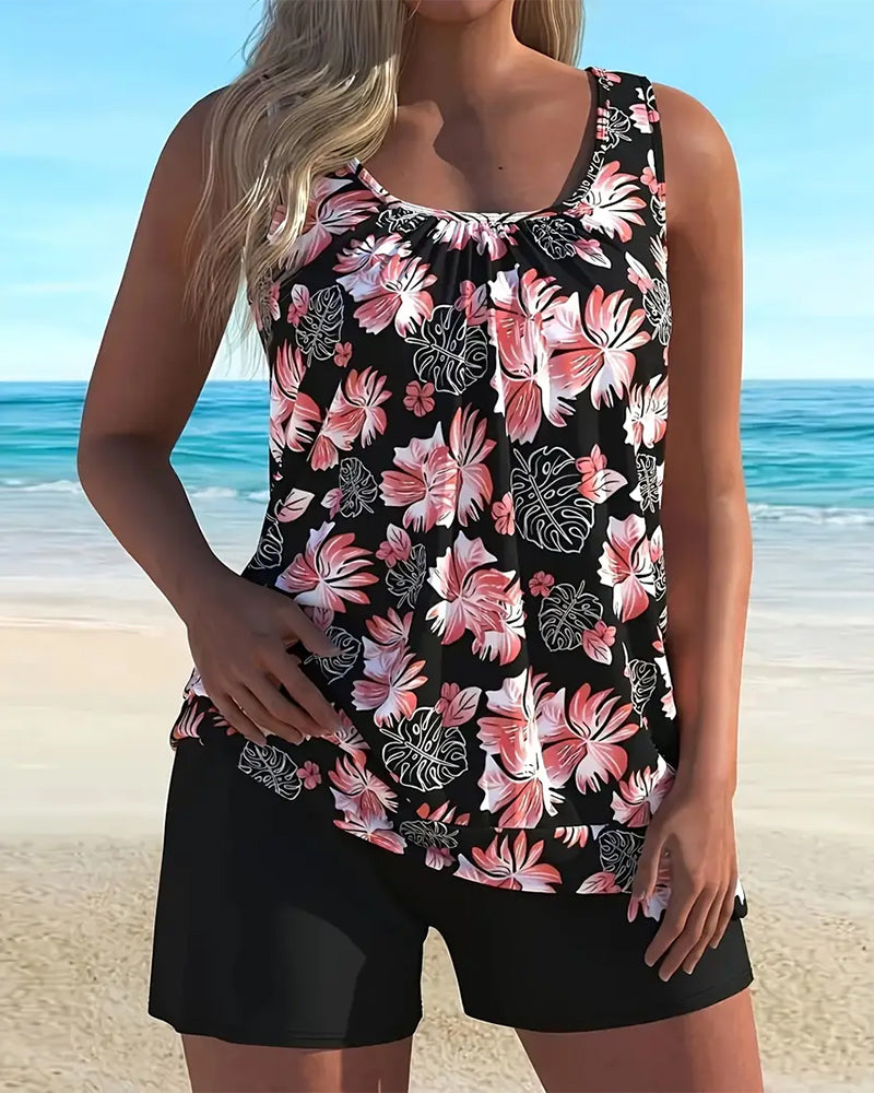 Tankini Strandferie Mønstret Todelt