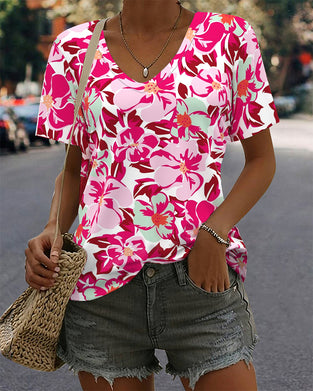 T-Shirt V-Hals Behagelig Kortærmet