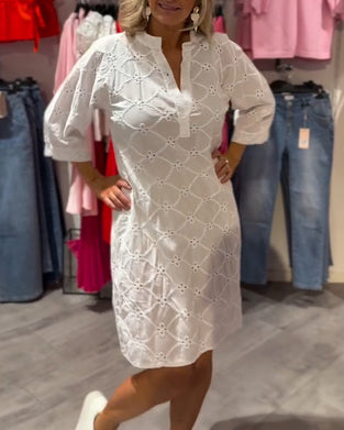 Kjole Langærmet Udfældet Blomst Løs