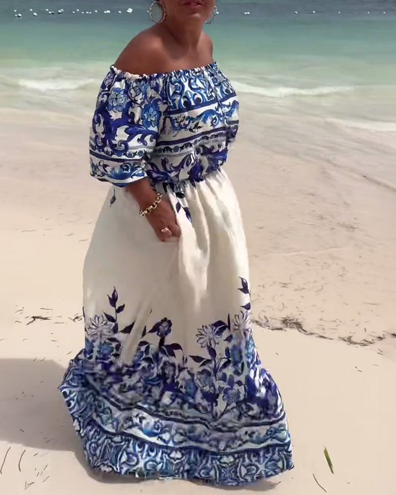 Kjole Off-Shoulder Trykt Resort