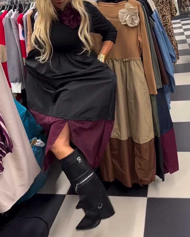 Elegant kjole med kontrastkant