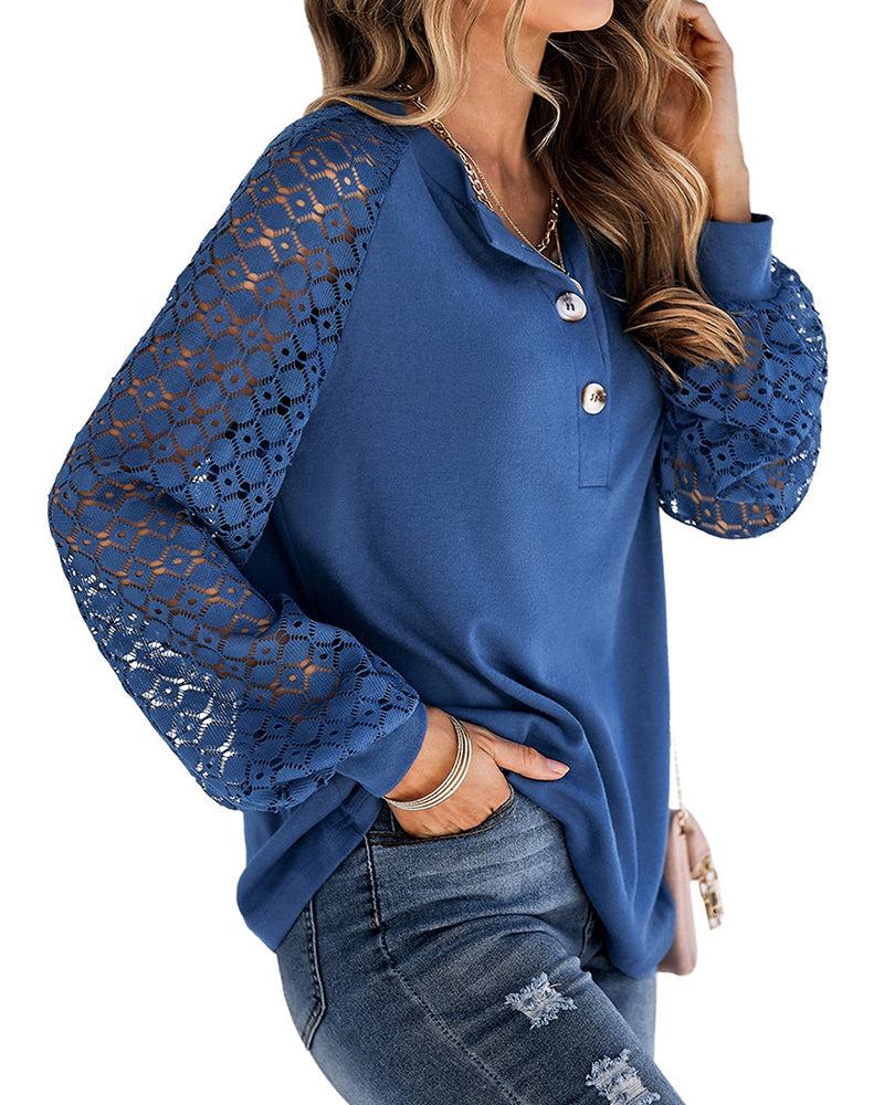 Top med blondeærmer