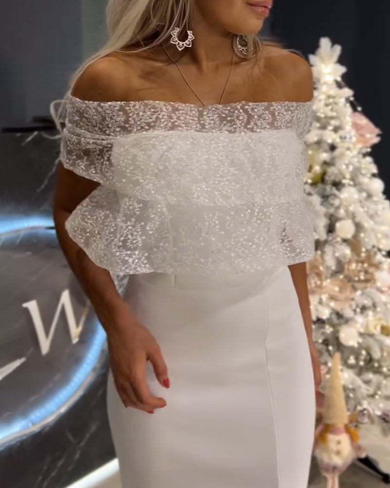 Kjole One-Shoulder Mesh Syning Splits