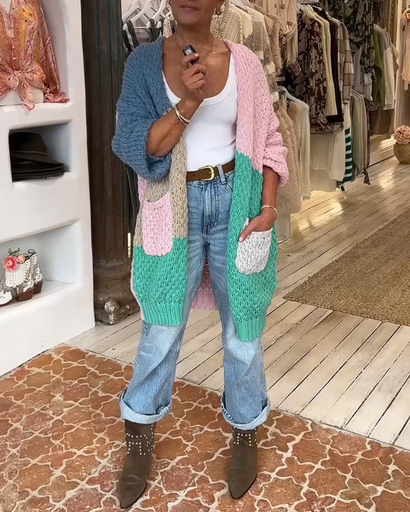 Cardigan Mid-Length Farverig