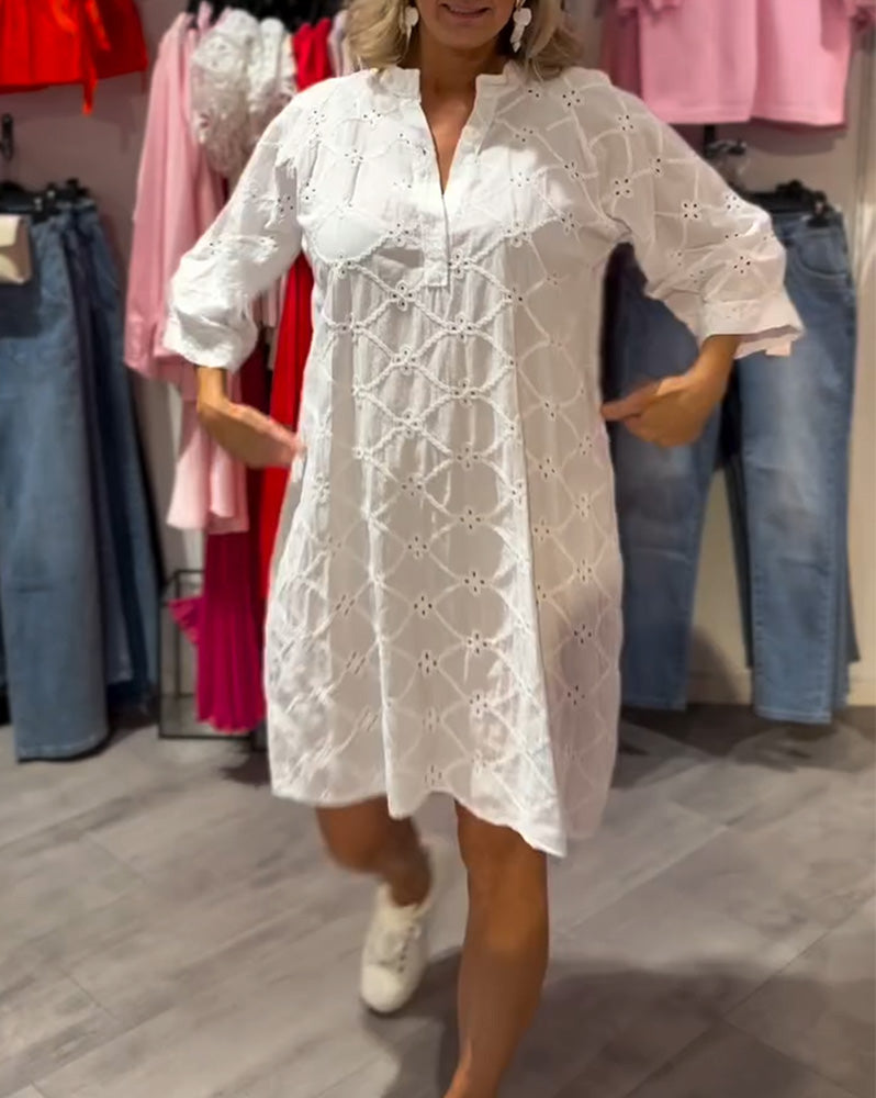 Kjole Langærmet Udfældet Blomst Løs