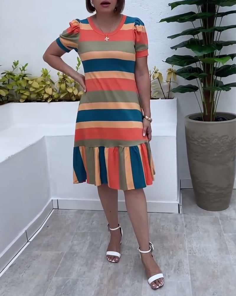 Kjole afslappet kortærmet stribet