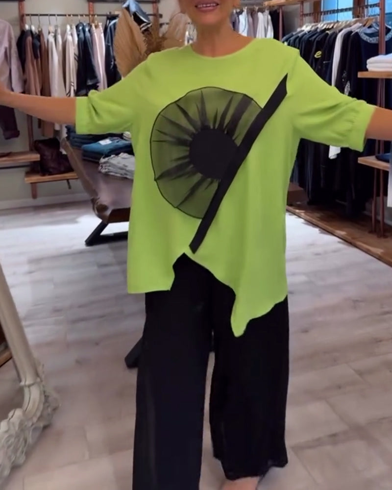 T-Shirt Blomsterprint Kortærmet Afslappet