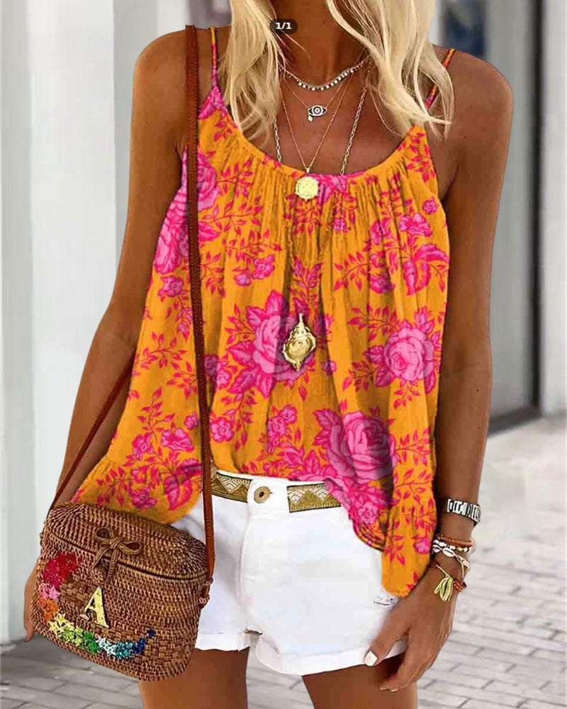 Tank Top Camisole Trykt Casual