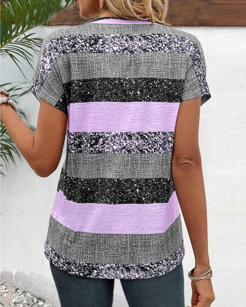 Farveblokmønstret T-shirt