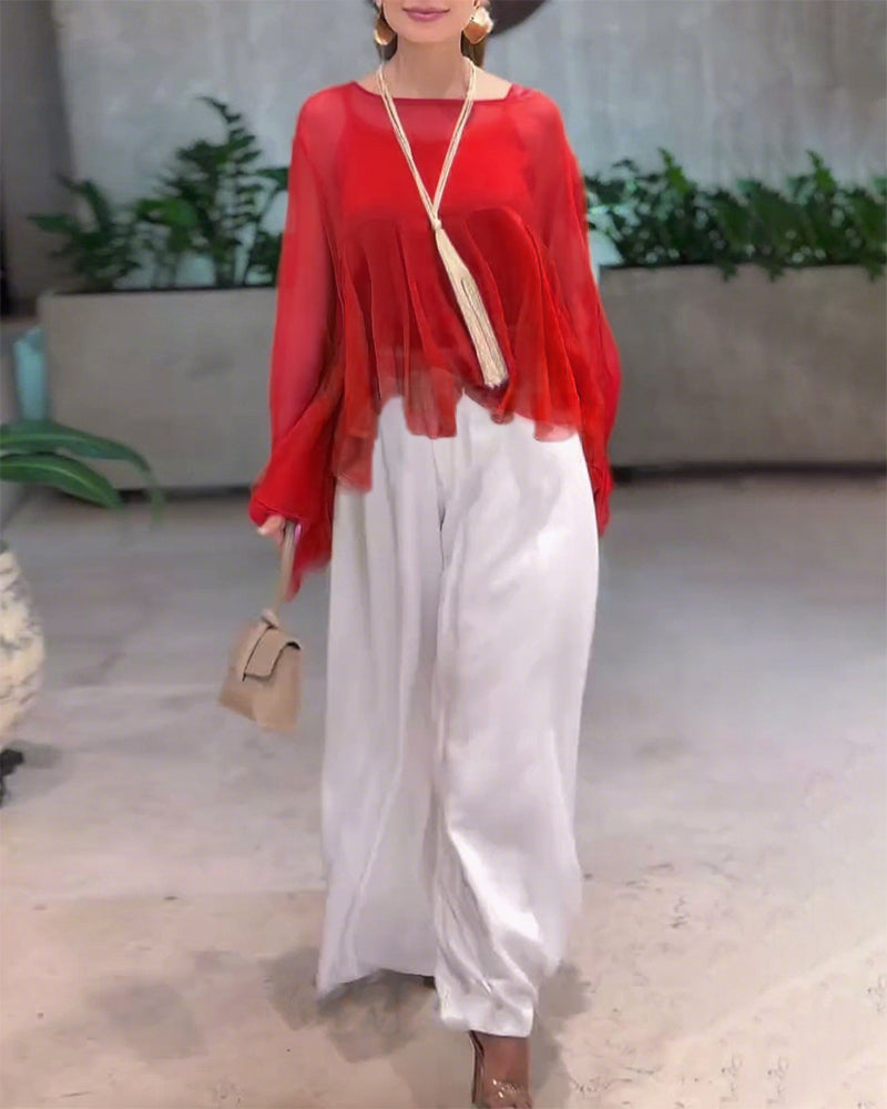 Bluse Med Elegant Ensfarvet Look