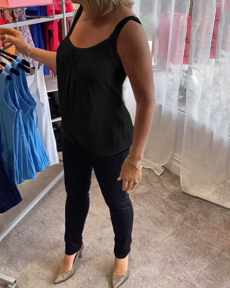 Sæt Plisseret hvid camisole top