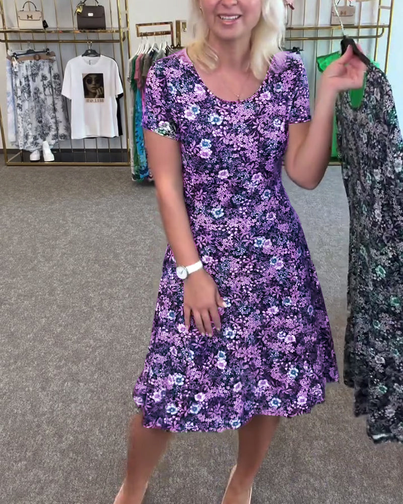 Kjole Stilfuld Slank Talje Trykt