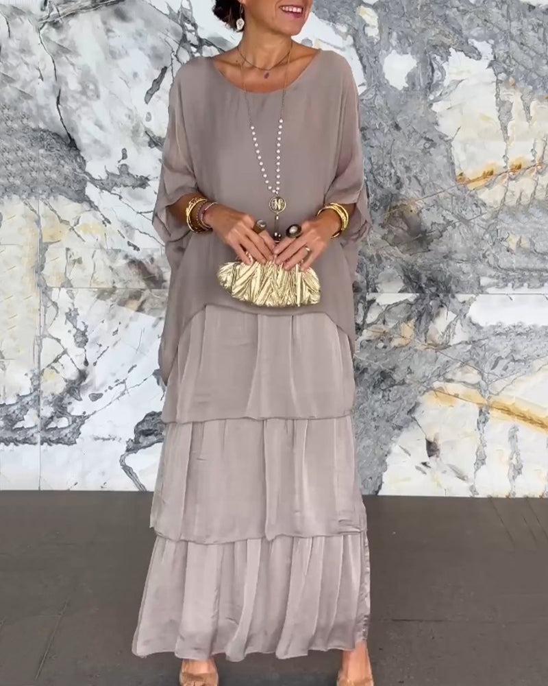 Lagopdelt kjole i løs pasform