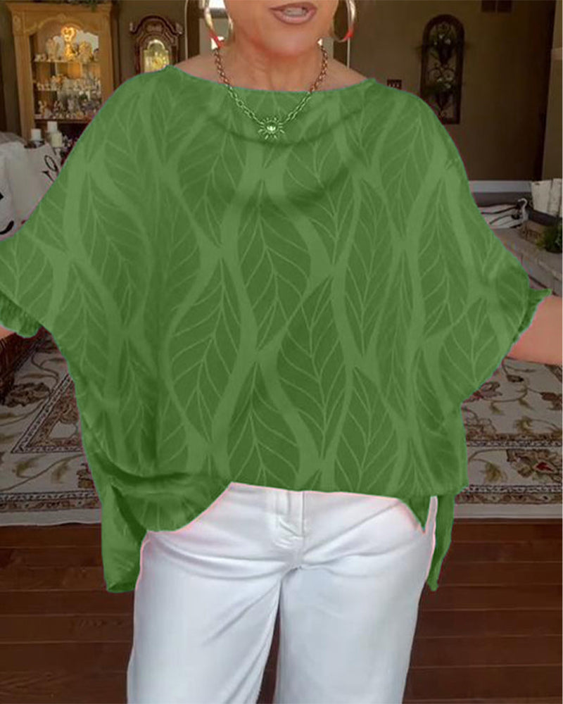 Bluse Rund Hals Løs Print