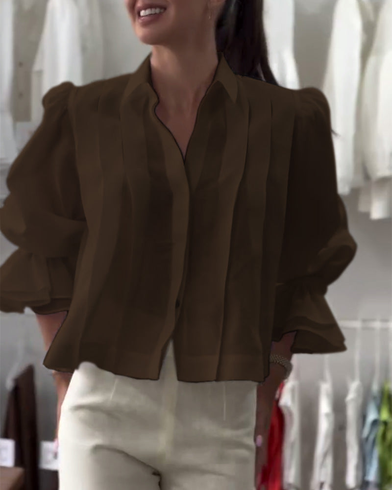 Bluse Puffærme Ruffle