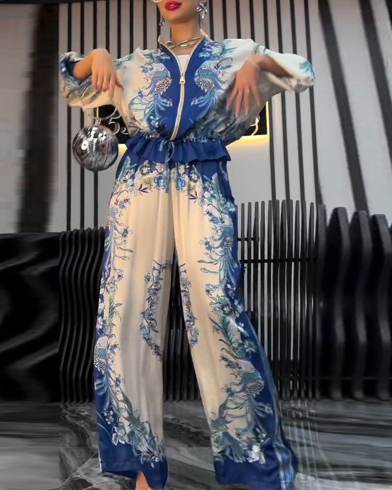 Bredbenet Jakkesæt Temperament Stående Krave Lynlås