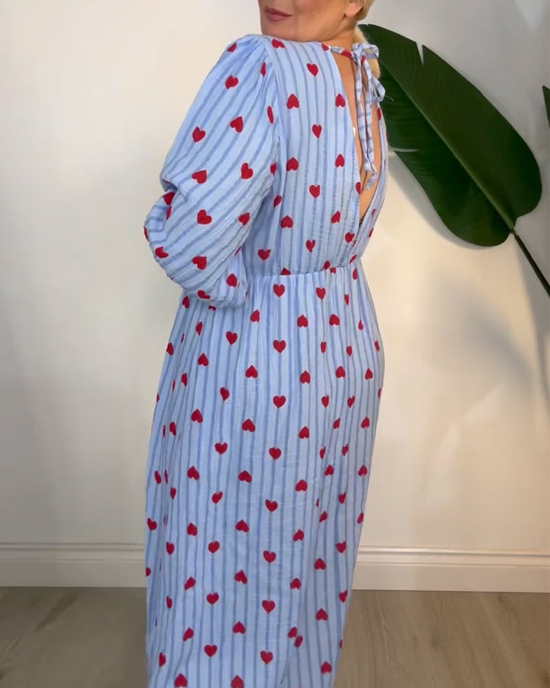 Kjole Elegant V-Udskæring Hjertemønster