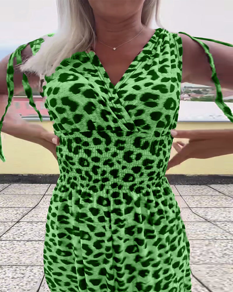 Ærmeløs Kjole Med Leopardmønster