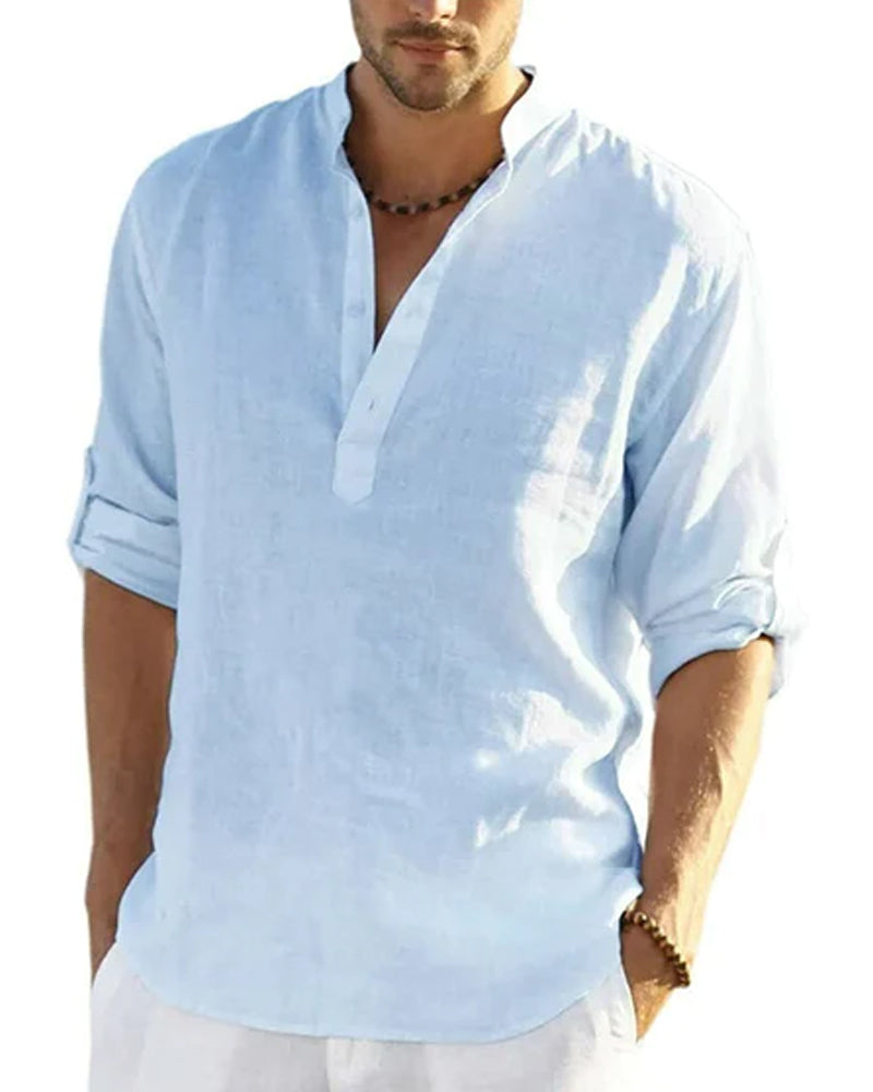 Herreskjorte i bomuld og hør