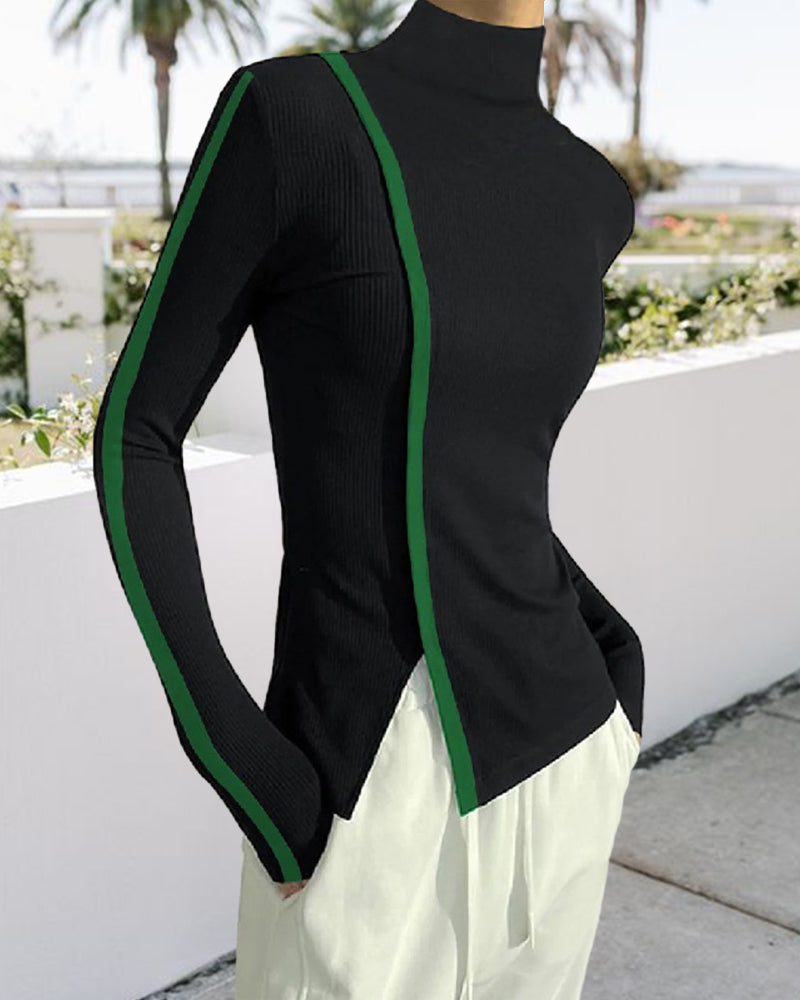 Turtleneck med grøn stribe