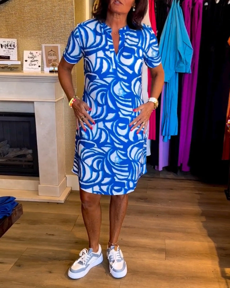 Casual kortærmet kjole med print