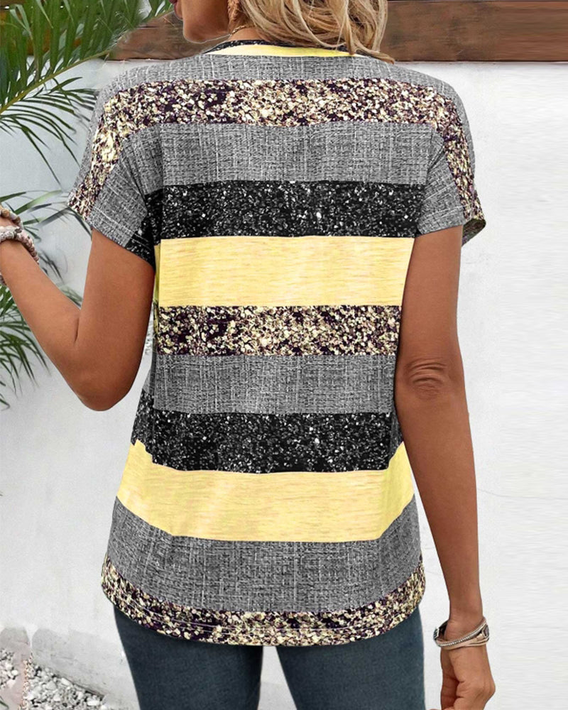 Farveblokmønstret T-shirt