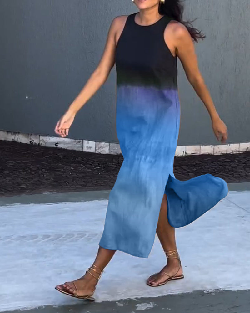 Kjole uden ærmer med gradientfarveskema