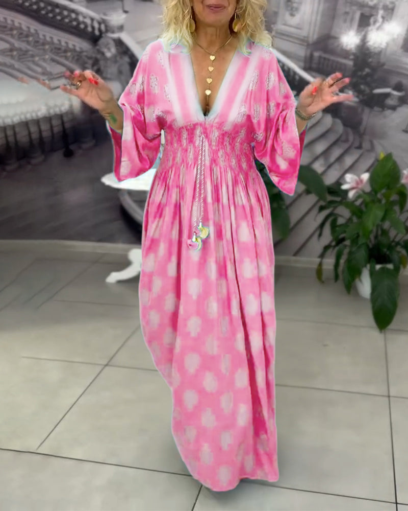 Kjole Løs Ferietryk Talje Maxi