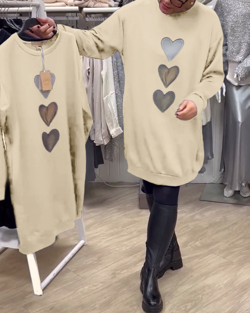 Kjole Shift Hjerte Mønster Casual