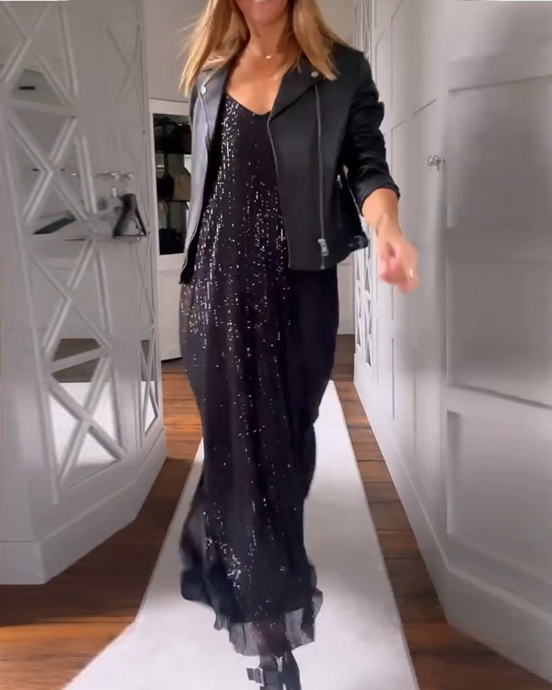 Afslappet pailletkjole