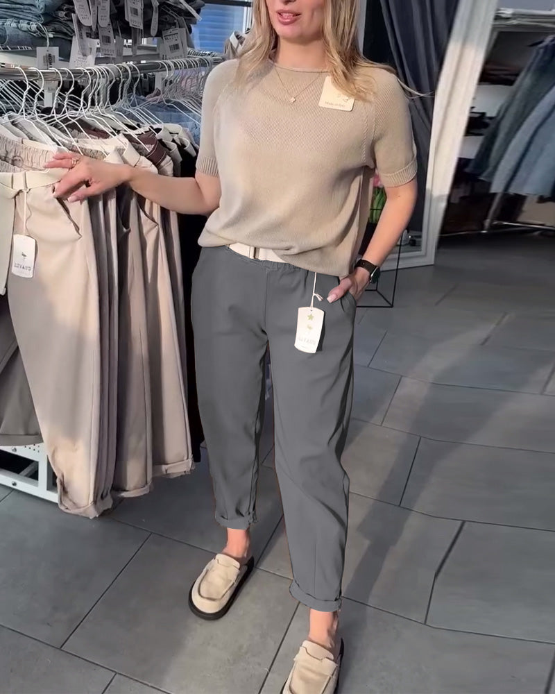 Bukser Ensfarvet Afslappet Lige