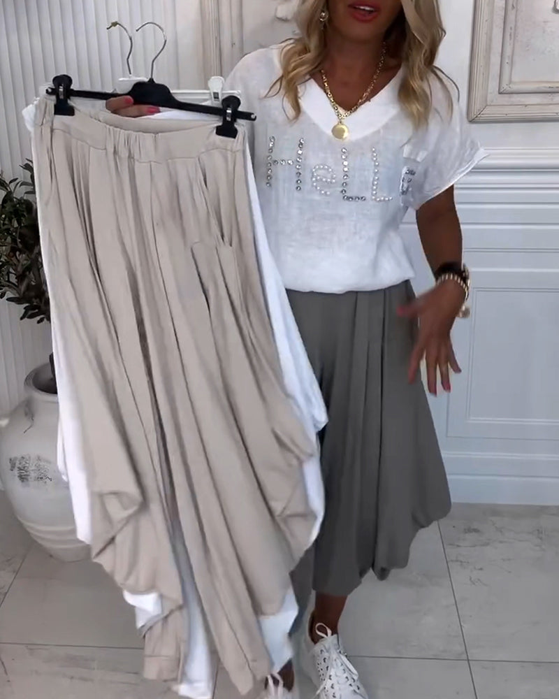 Bukser Ensfarvede Bloomers Casual