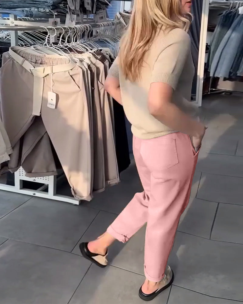 Bukser Ensfarvet Afslappet Lige