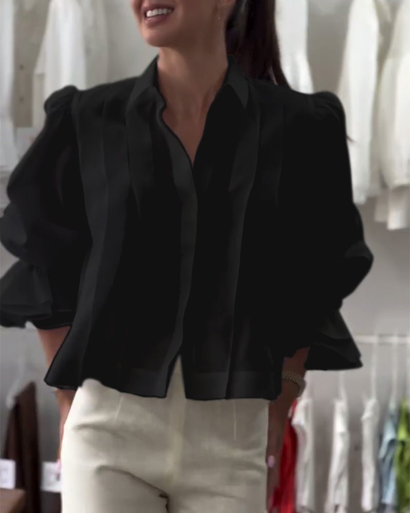 Bluse Puffærme Ruffle