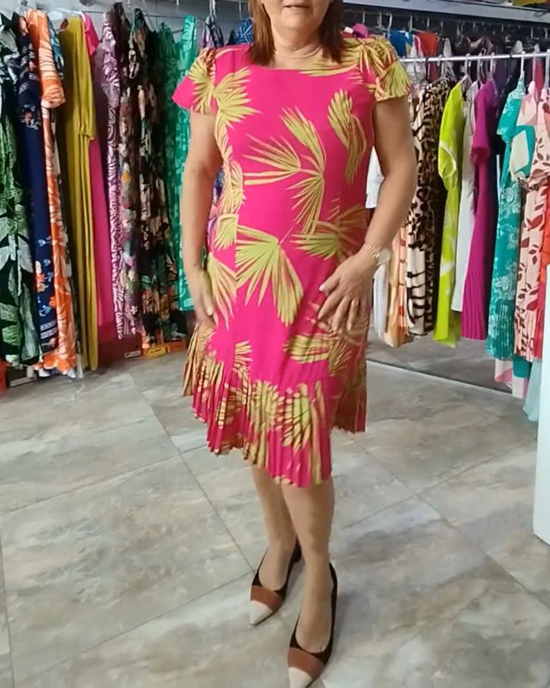 Kortærmet plisseret hverdagskjole