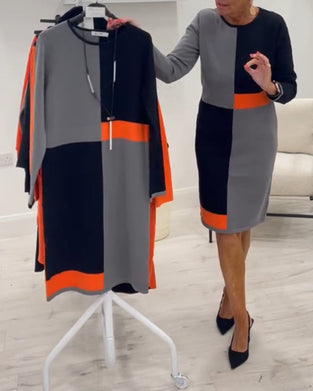 Farveblok kjole i kontrastfarver