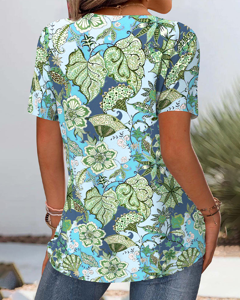 Bluse Kortærmet Blomsteret Alsidig